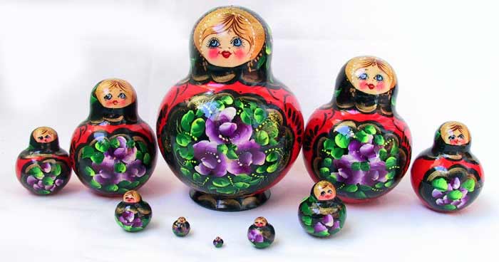 Painted nesting doll, Sergiev Posad, 2002