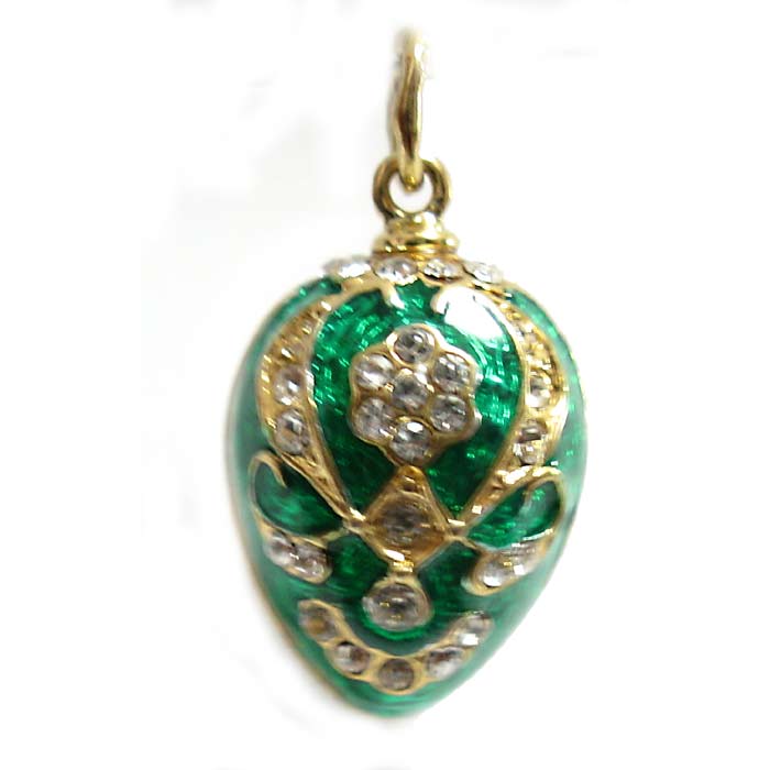 Russian Faberge pendant made of enamel with Austrian crystals