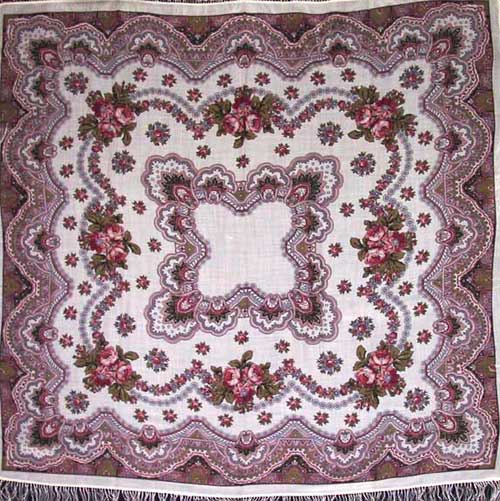 Russian Povlovo Posad woolen shawl