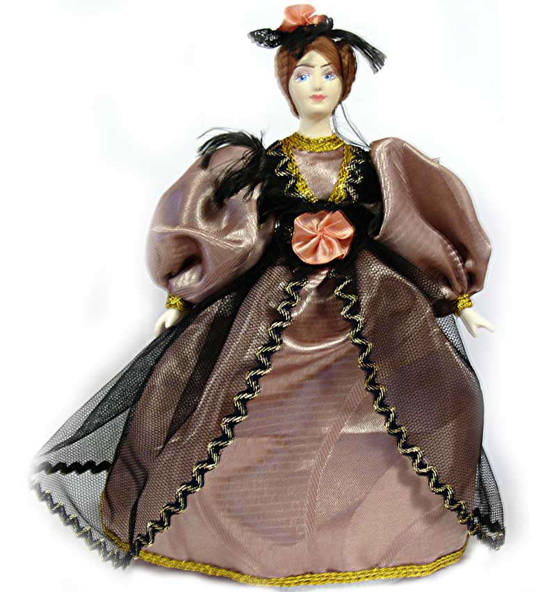 Rich woman in summer costume Russian traditional costume ornament doll