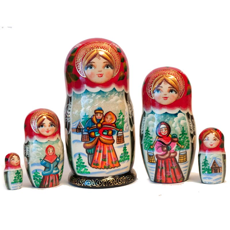 Matryoshka Doll Winter Scenes - Russian Stacking Doll - Matryoshka Dolls