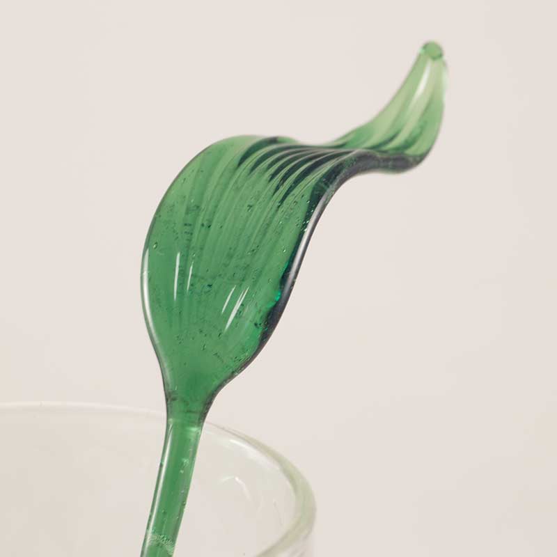 Green Glass Leaf in Glass Figurines Flowers category