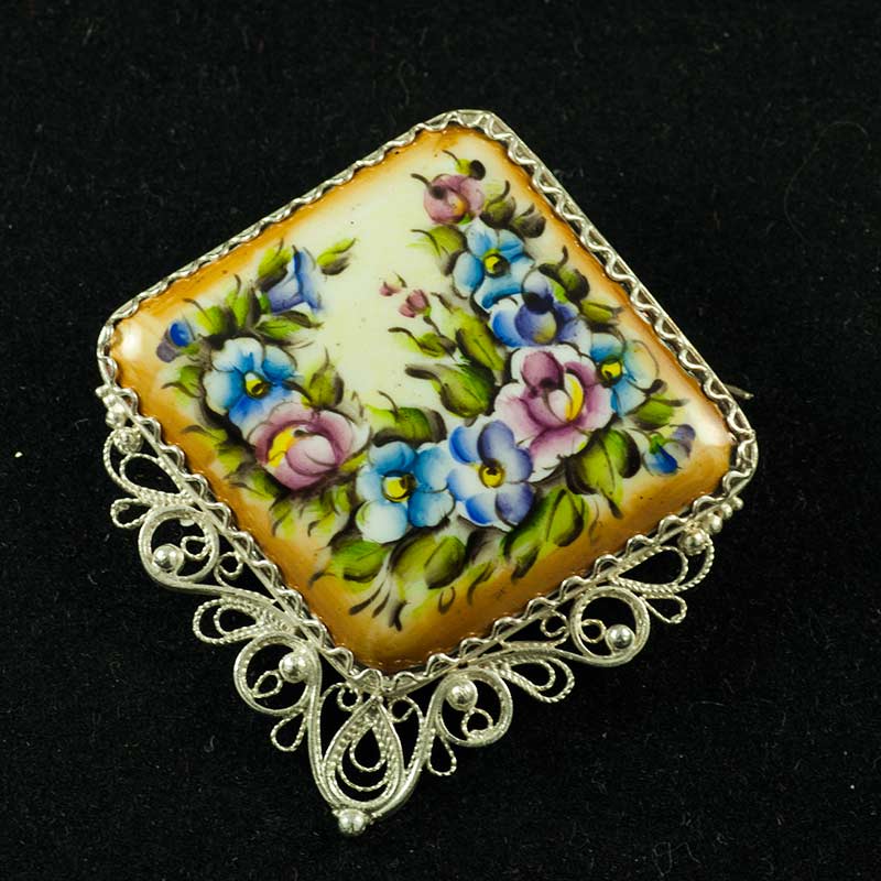 Enamel Brooch Summer Evening in Finift Jewelry Brooches category