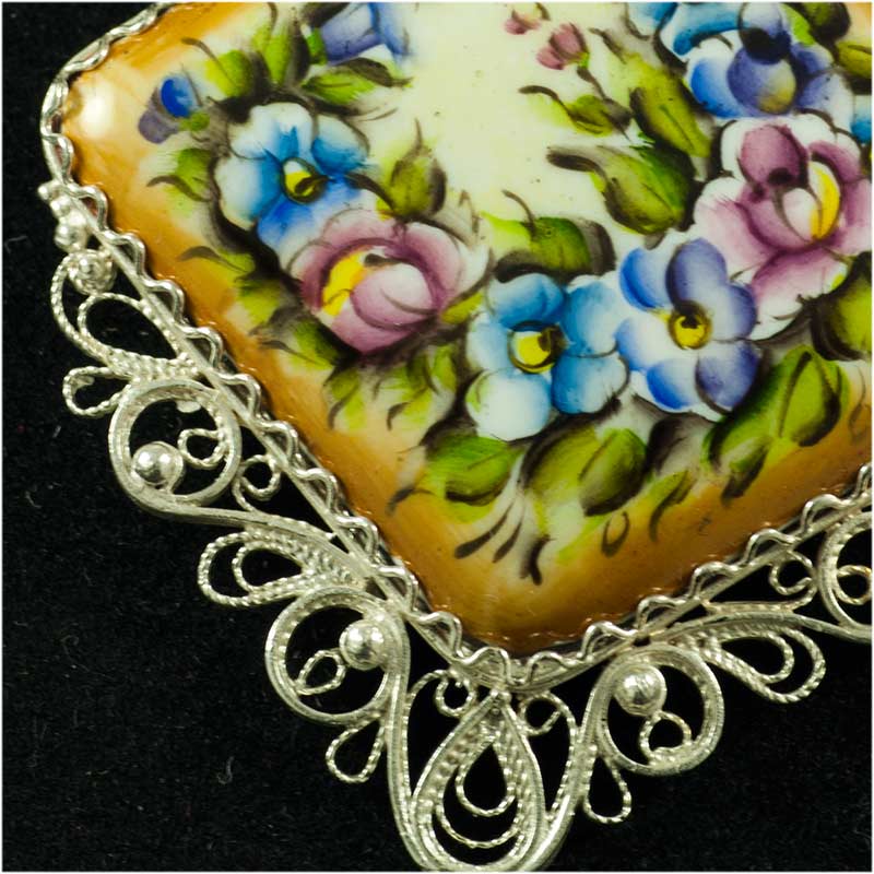 Enamel Brooch Summer Evening in Finift Jewelry Brooches category