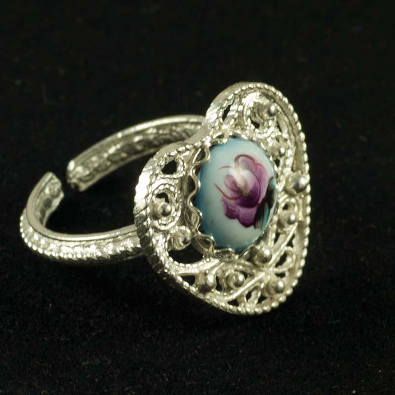 Enamel Ring Heart Blue in Finift Jewelry Enamel Rings category