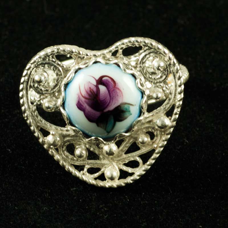Enamel Ring Heart Blue in Finift Jewelry Enamel Rings category