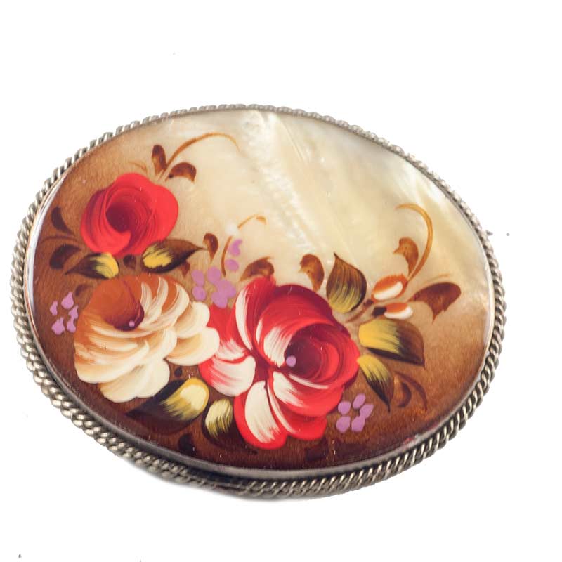 Mother of Pearl Brooch Flowers in Mother-of-Pearl Jewelry Brooches category