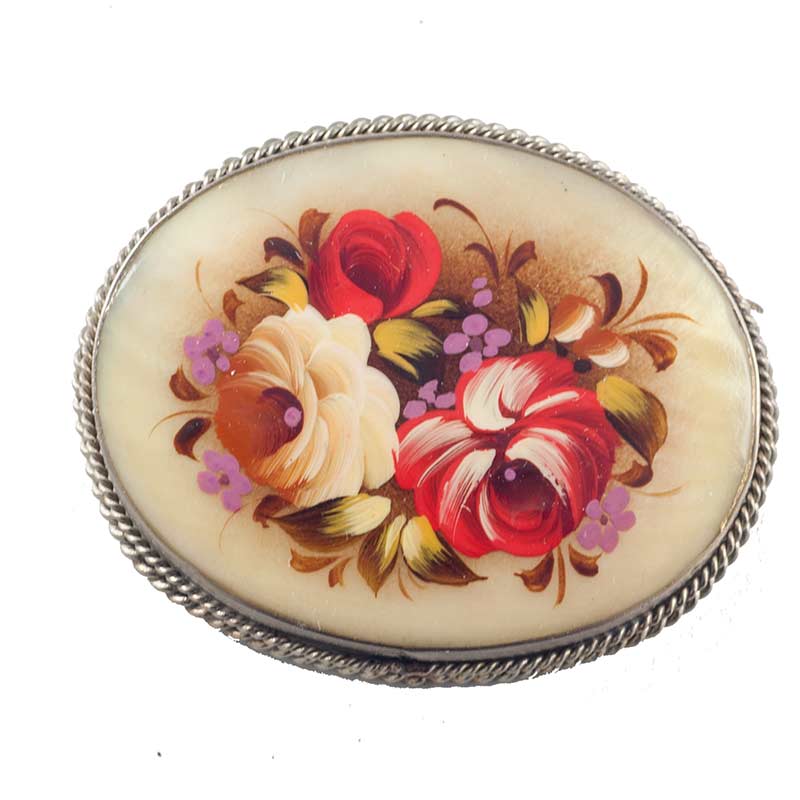 Brooch Fresh Roses in Mother-of-Pearl Jewelry Brooches category