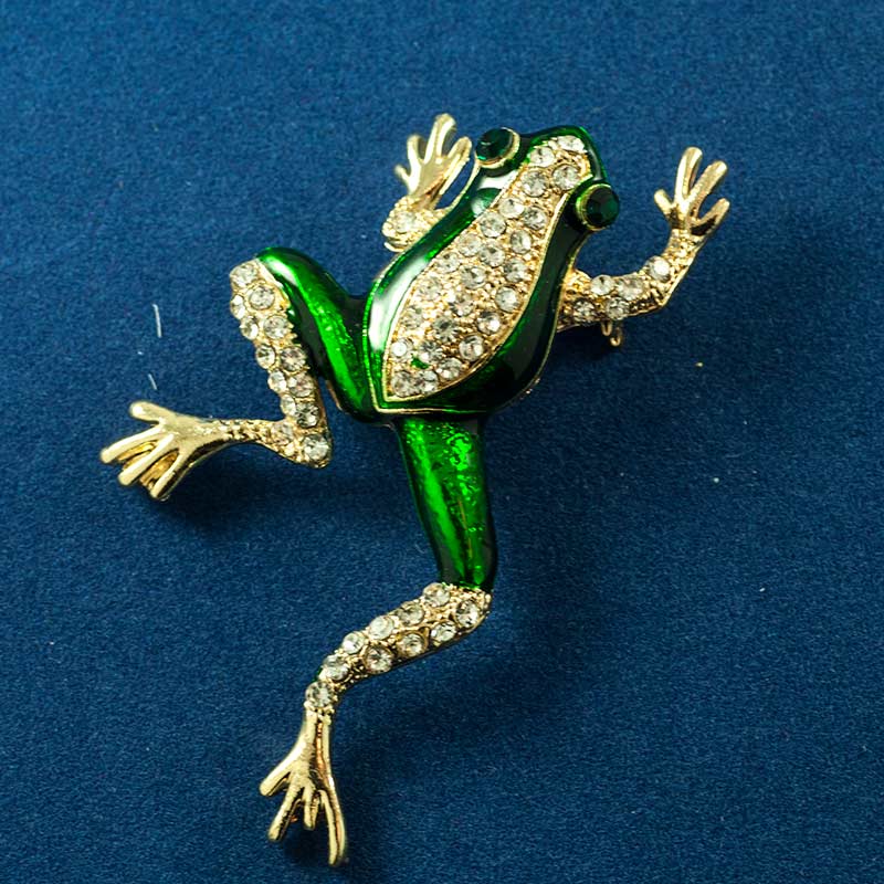 Faberge Style Brooch Frog - Russian Enamel Jewelry