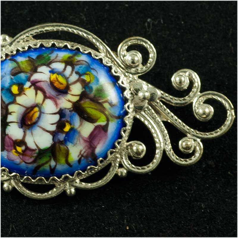 Finift Brooch Twig Blue in Finift Jewelry Brooches category