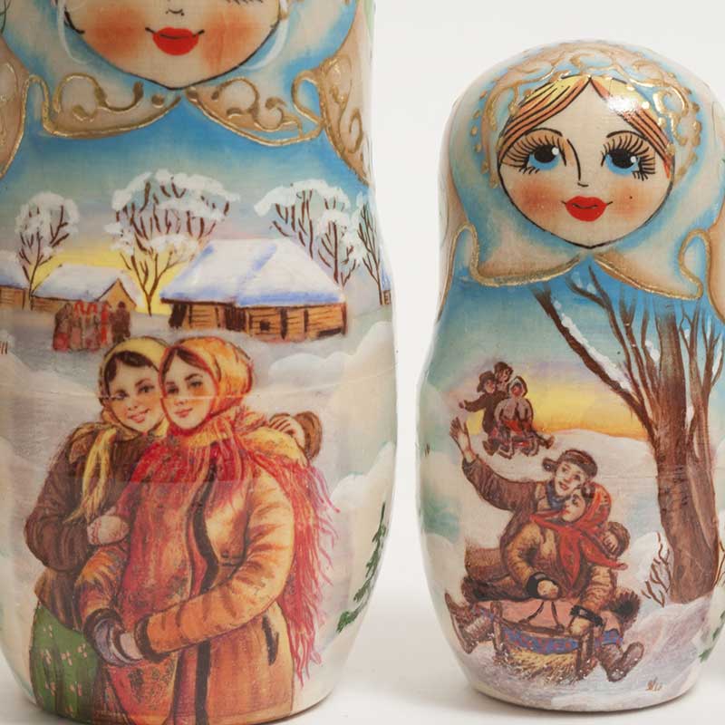 Matryoshka Winter Troyka in Nesting Dolls One-of-a-kind category
