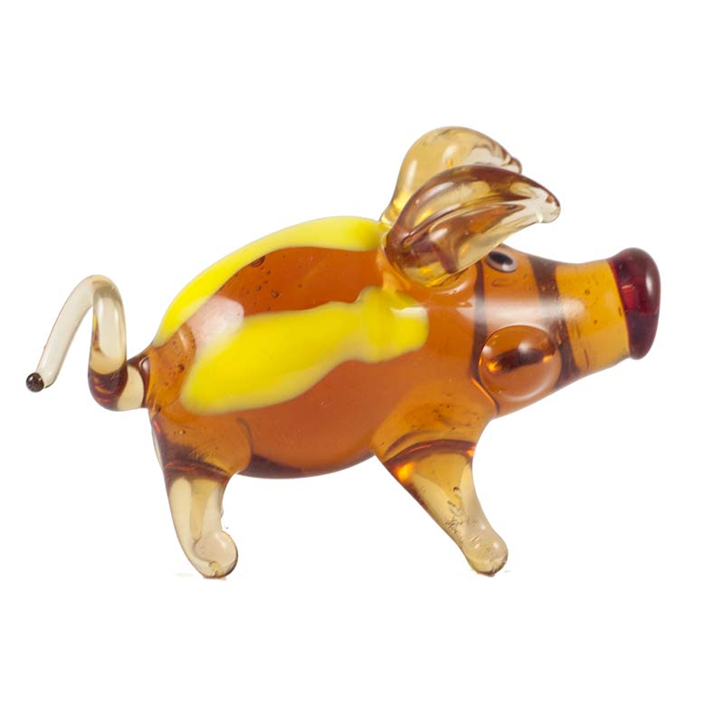 Brown Small Piggy Figurine in Glass Figurines Farm Animals category