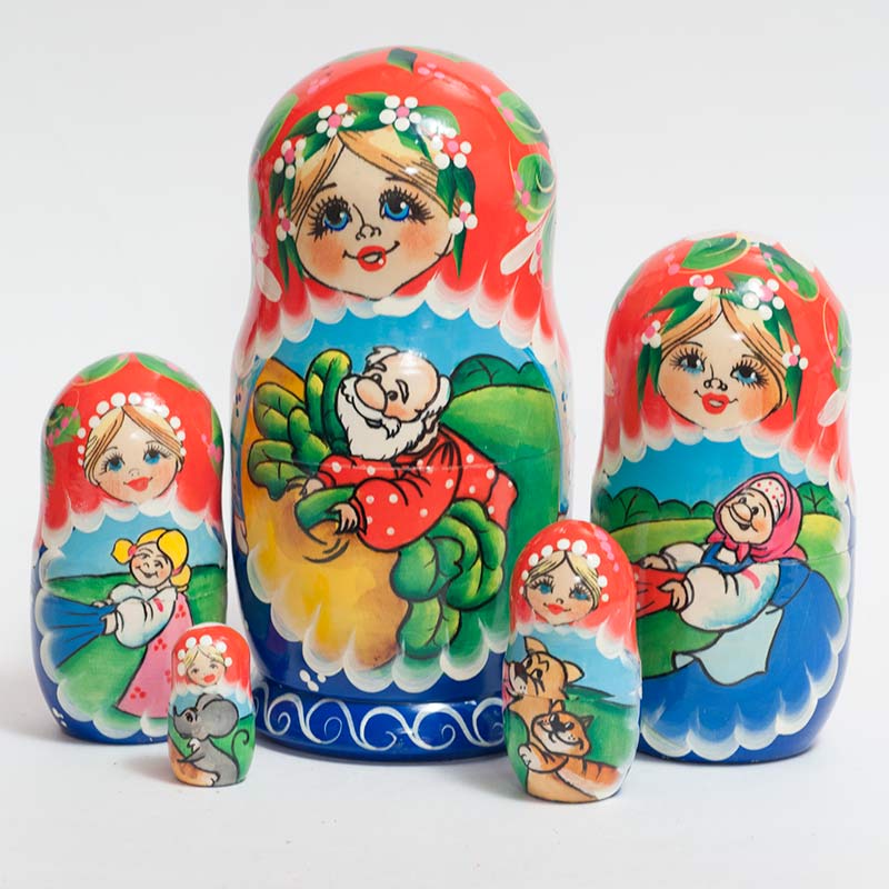 Matryoshka Russian Tale about Turnip in Nesting Dolls One-of-a-kind category