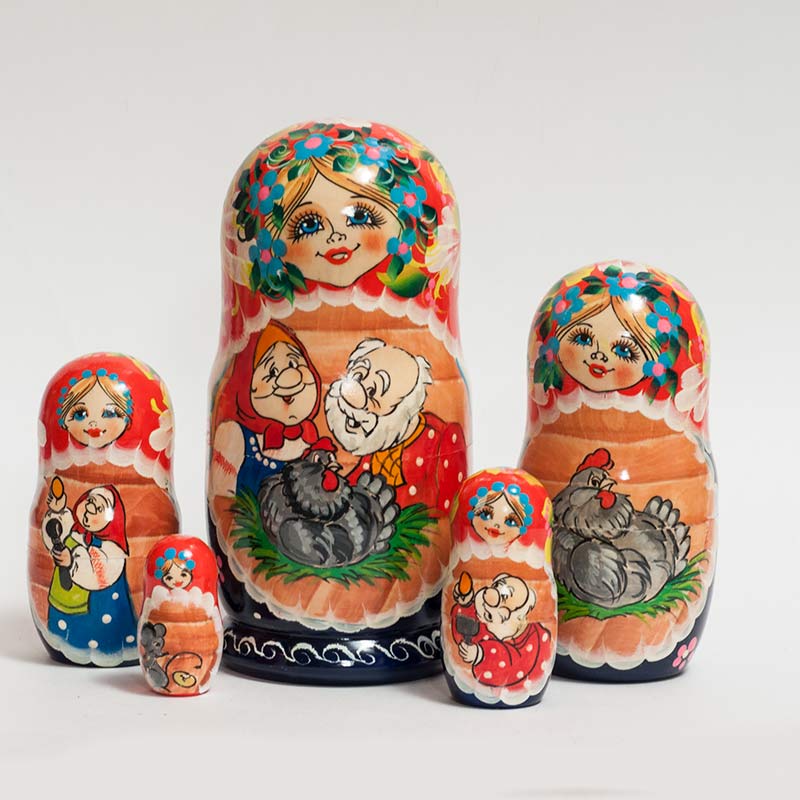 Matryoshka Tale about Speckled Hen in Nesting Dolls One-of-a-kind category
