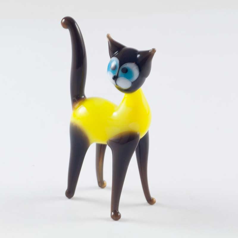 Glass Figurine Yellow Cat in Glass Figurines Cats category