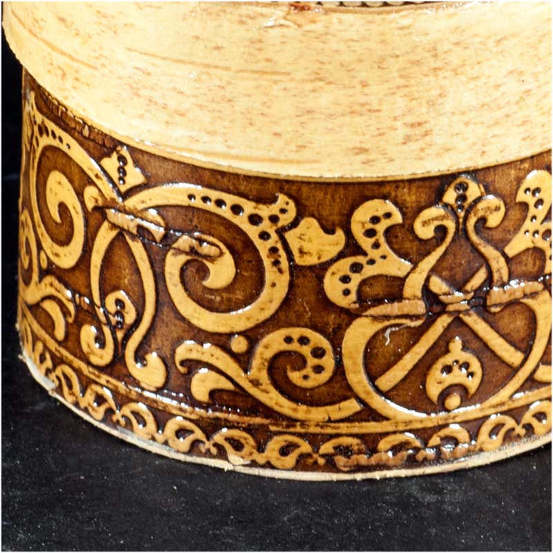 Trinket Box with Ornamental Design in Birch Bark Crafts Trinket Boxes category