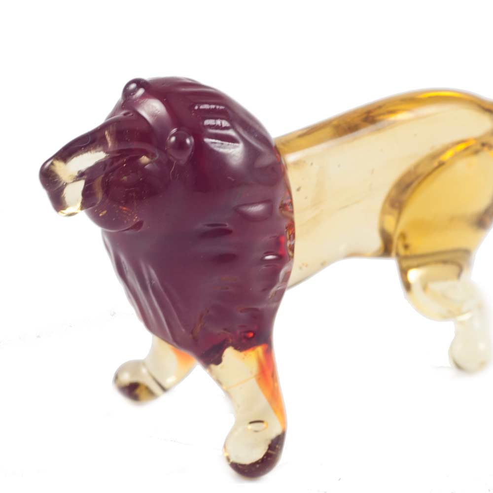 Glass Lion Figurine Beige Color in Glass Figurines Wild  Animals category