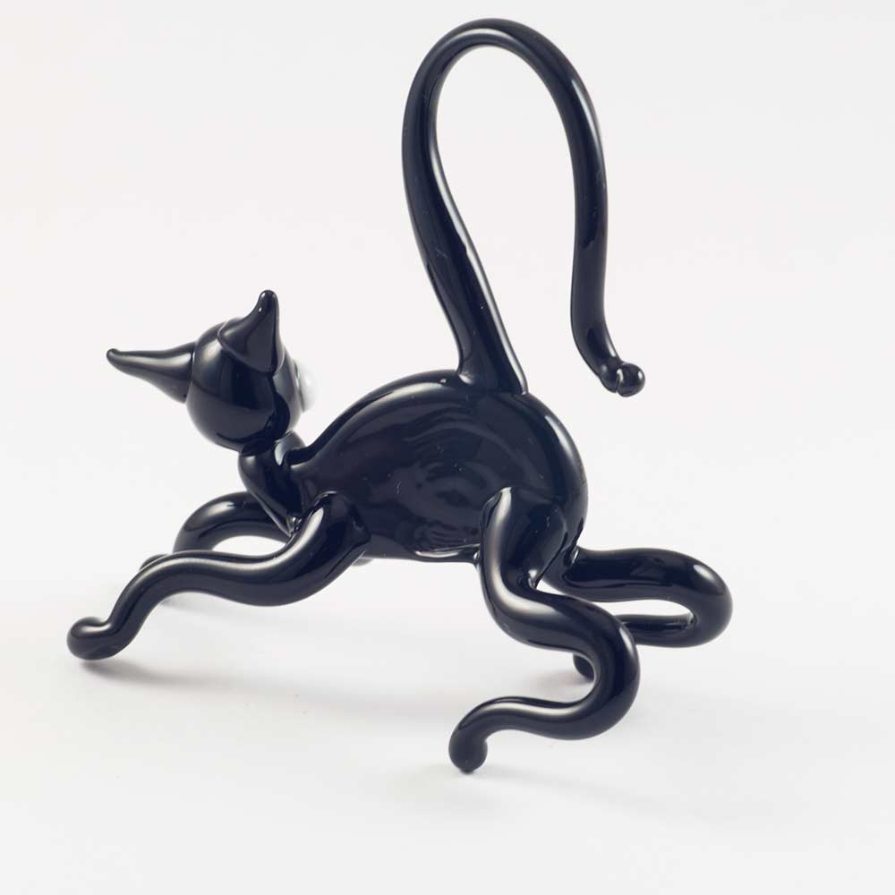 Glass Black Cat in Glass Figurines Cats category