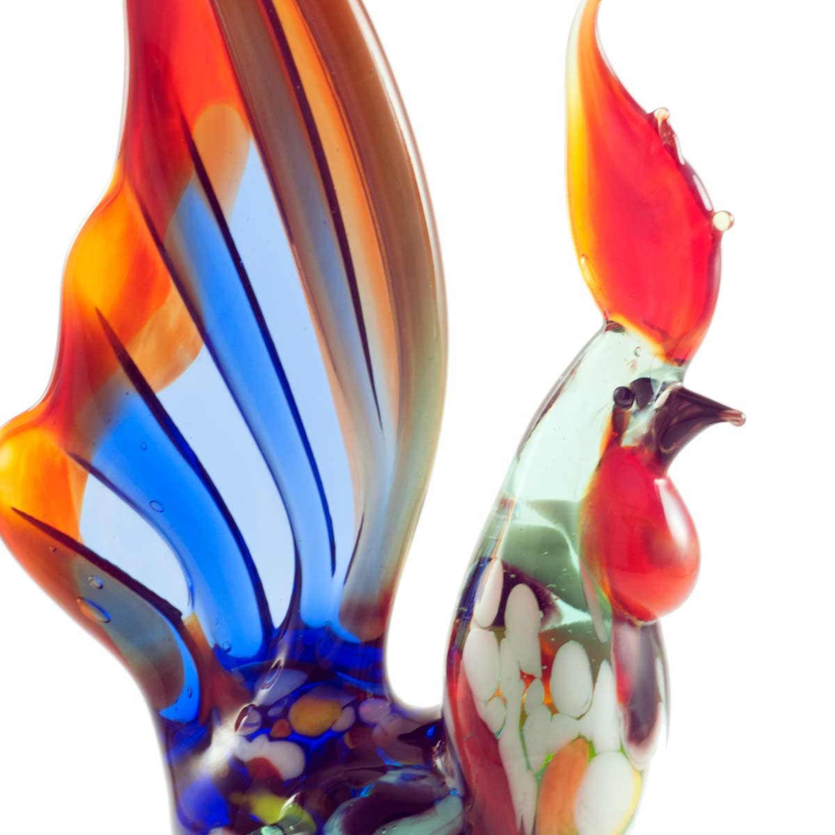 Rooster with Blue Tale in Glass Figurines Birds category