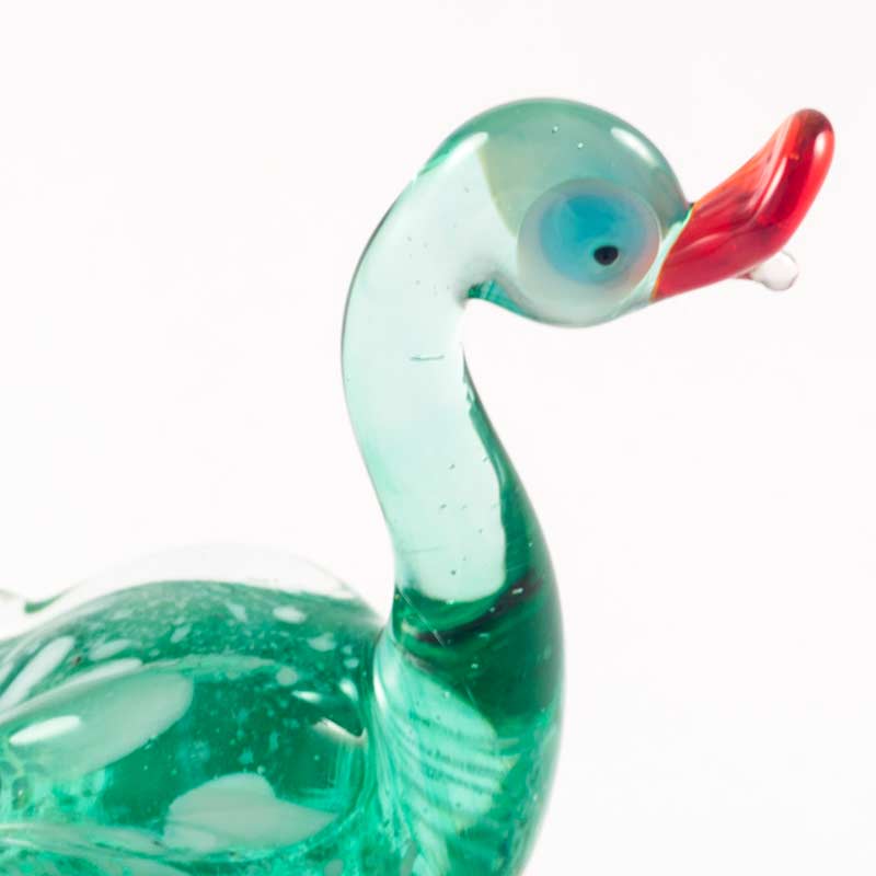 Glass Little Goose Figurine Green Color in Glass Figurines Birds category