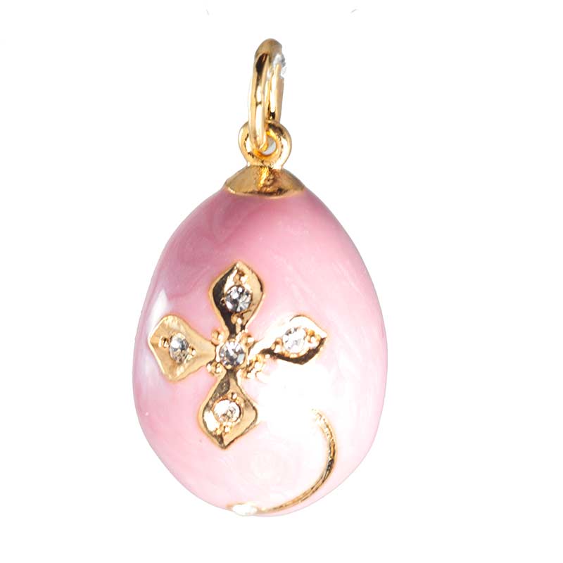 Faberge Style Pendant Cloverleaf on Pink - Russian Enamel Jewelry with ...