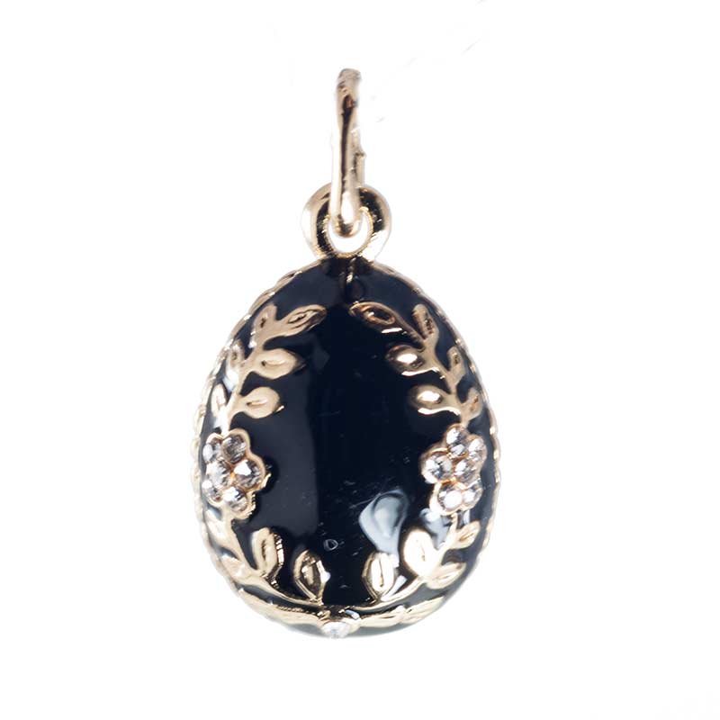 Pendant Garland with Daisy on Black in Faberge Jewelry Pendants category