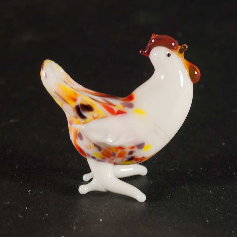 White Glass Hen in Glass Figurines Birds category