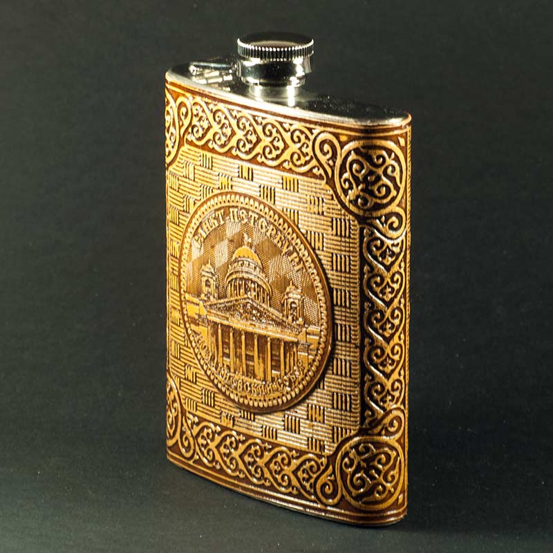 Birch Bark Steel Flask Isaac Cathedral in Birch Bark Crafts Trinket Boxes category