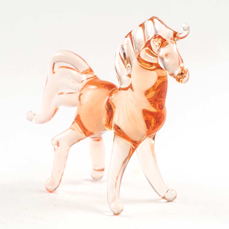 Beige Glass Horse Figurine in Glass Figurines Farm Animals category