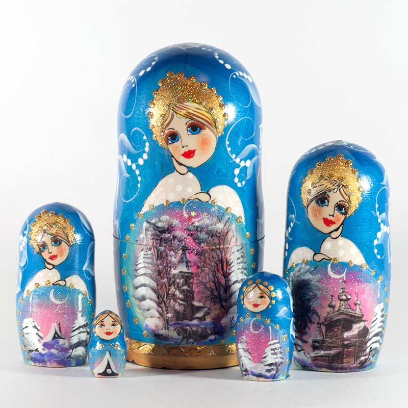 Matryoshka Doll Winter Scenes in Nesting Dolls One-of-a-kind category