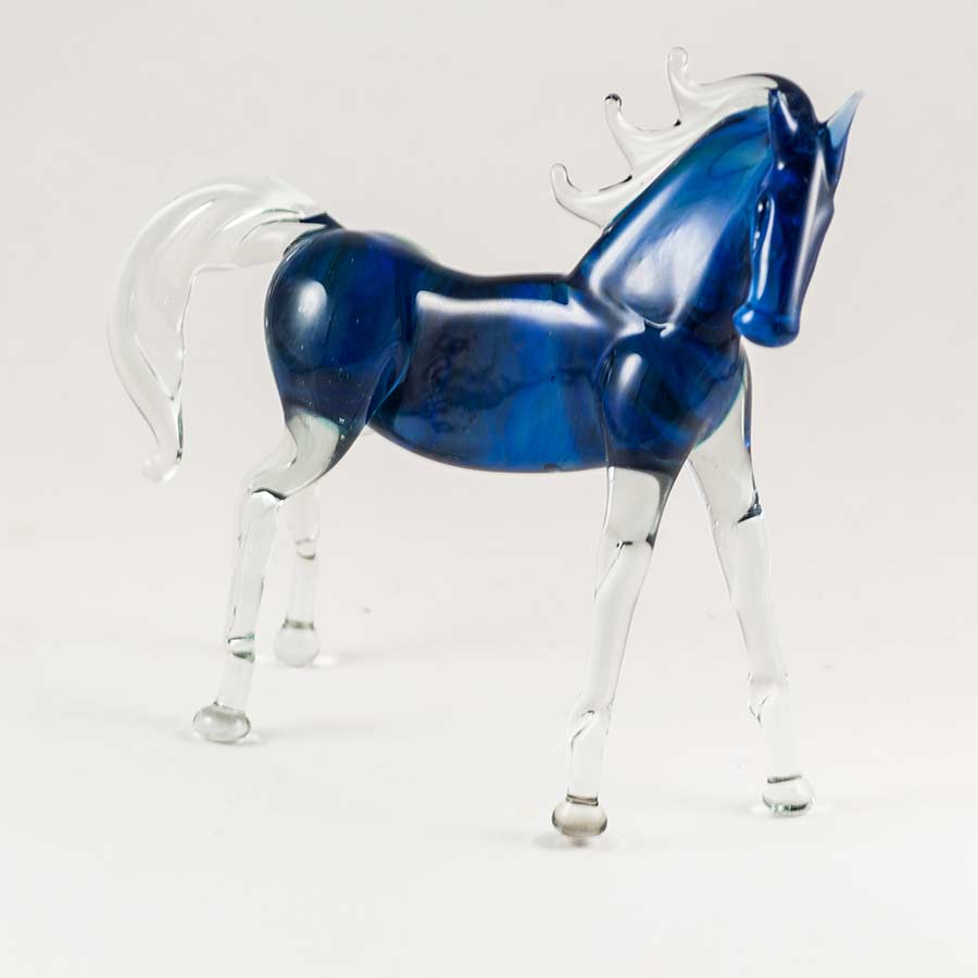 Blue Glass Horse Figure in Glass Figurines Farm Animals category