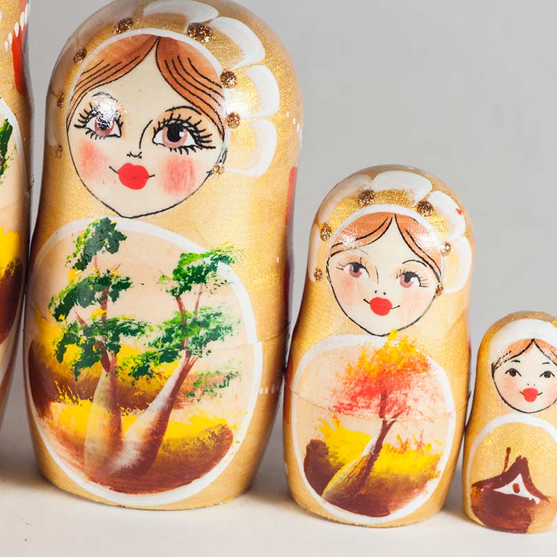 Matryoshka Autumn Motives in Nesting Dolls Traditional Dolls category