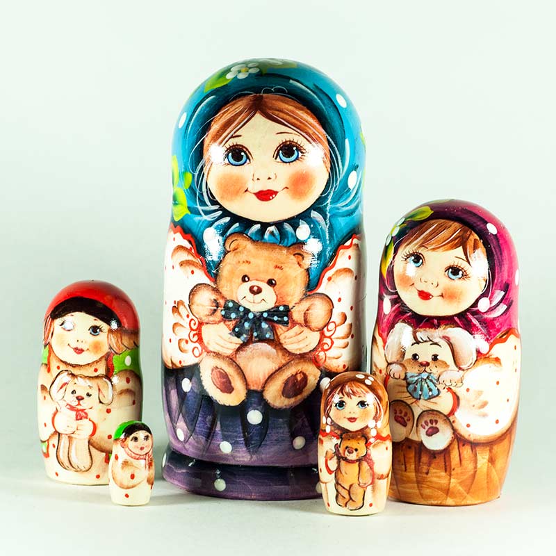 Matryoshka Girl with Toys in Nesting Dolls Traditional Dolls category