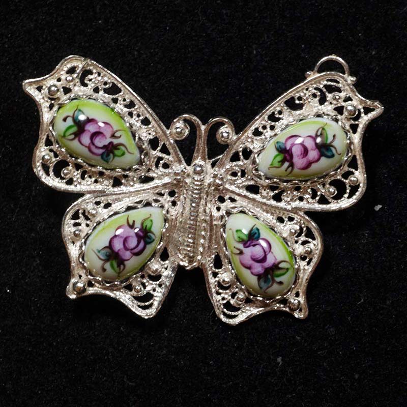 Finift Brooch Butterfly Green in Finift Jewelry Brooches category