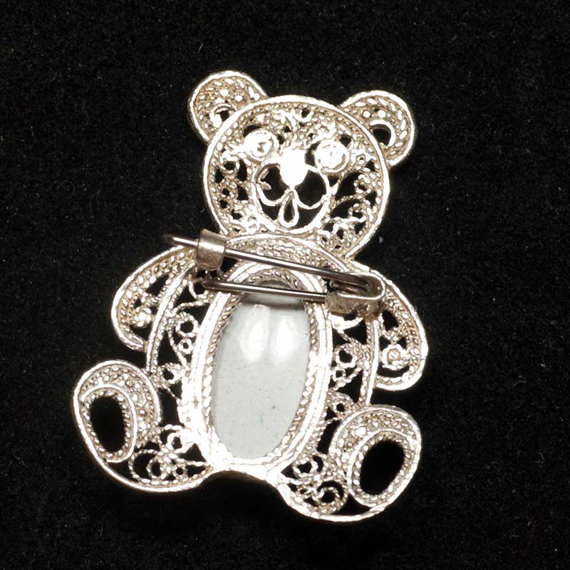 Enamel Brooch Bear White in Finift Jewelry Brooches category