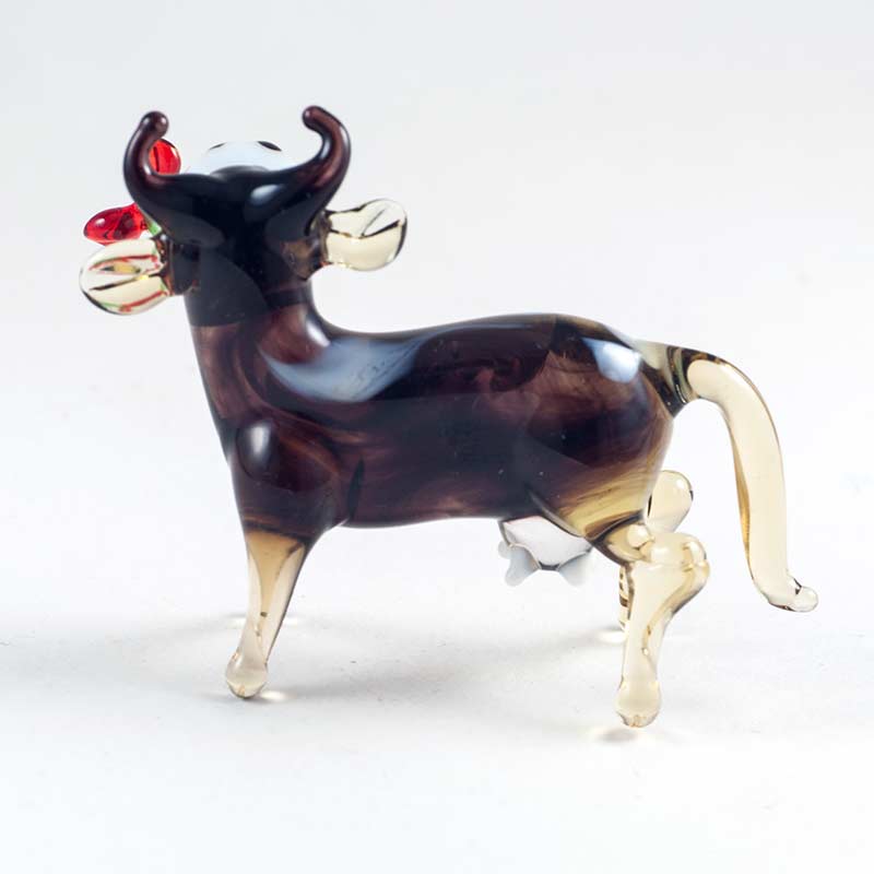 Brown Glass Cow Figure in Glass Figurines Farm Animals category