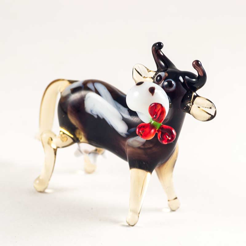 Brown Glass Cow Figure in Glass Figurines Farm Animals category