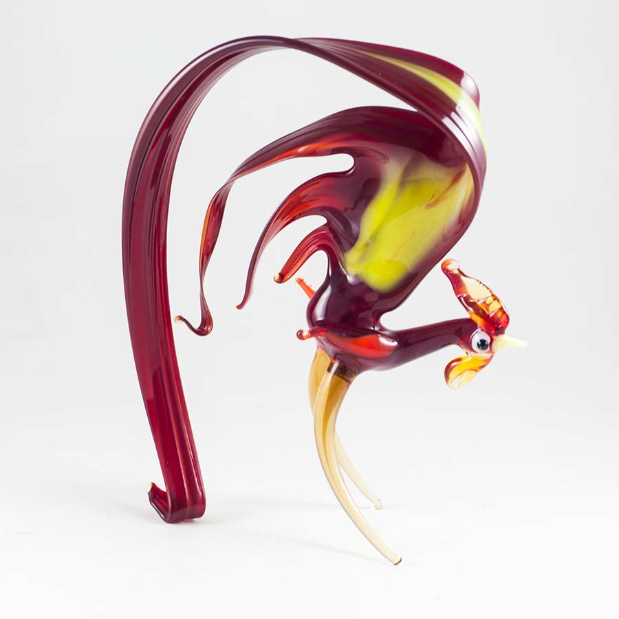 Rooster with Long Tale in Glass Figurines Birds category
