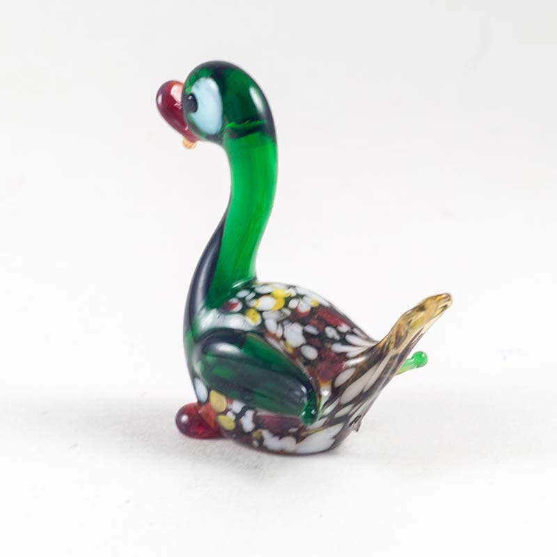 Glass Little Goose Figure - Blown Glass Bird - Russian Glass Figurines