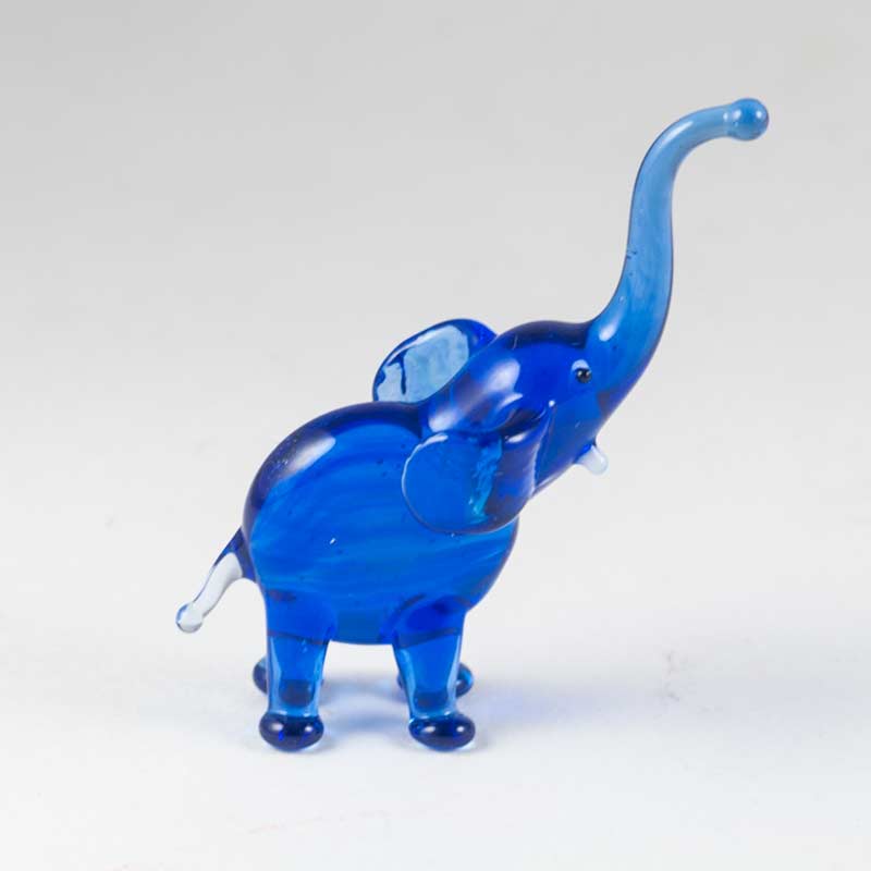 Blue Mini Elephant in Glass Figurines Miniature Figurines category