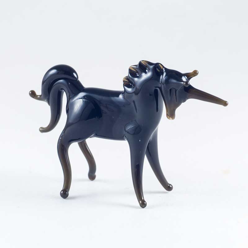 Black Glass Unicorn Figure in Glass Figurines Wild  Animals category