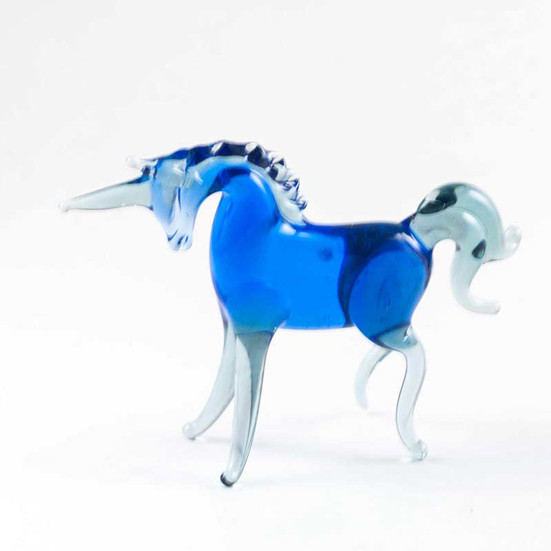 Glass Blue Unicorn Figurine in Glass Figurines Wild  Animals category