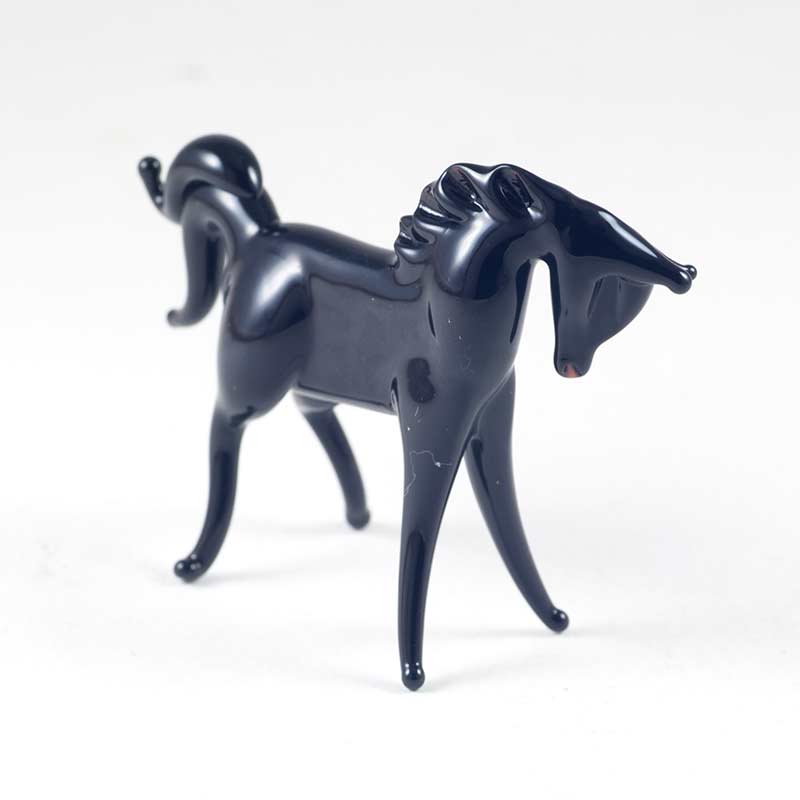 Glass Black Horse Figurine in Glass Figurines Farm Animals category