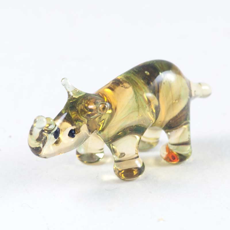 Brown Rhino Mini Figurine in Glass Figurines Miniature Figurines category