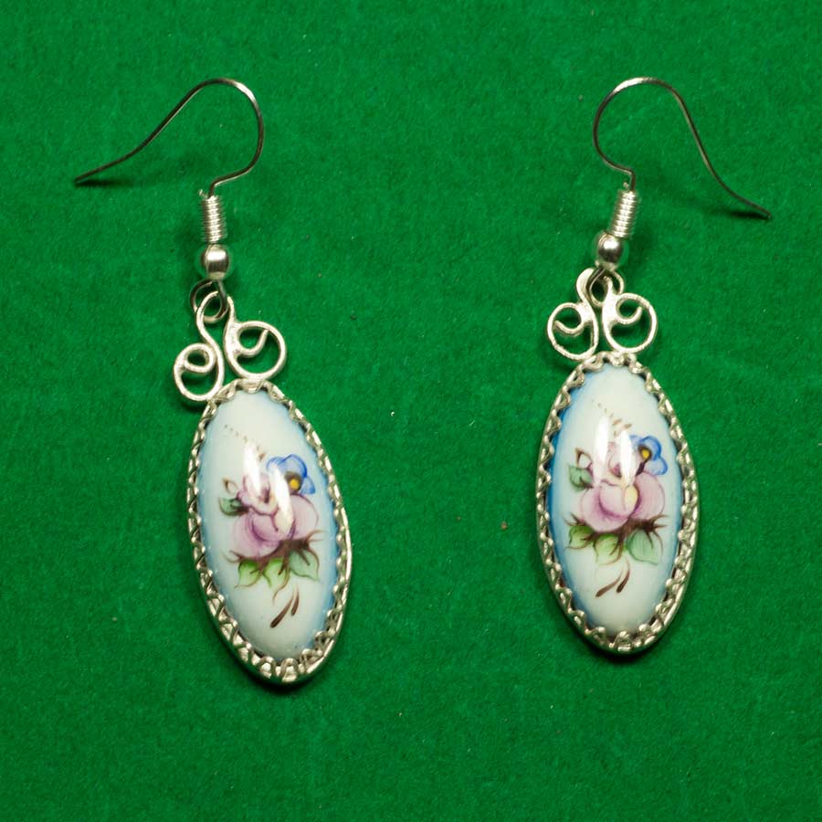 Finift Earrings Sweet Heart on Blue in Finift Jewelry Earrings category
