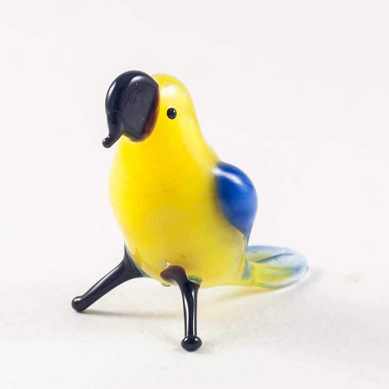 Yellow Glass Parrot in Glass Figurines Birds category
