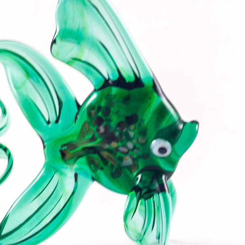 Blown Glass Fish Figure Green in Glass Figurines Sea Life Creatures category