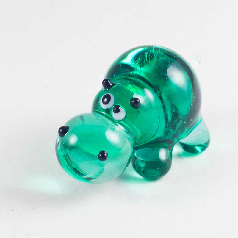 Green Glass Hippo in Glass Figurines Wild  Animals category