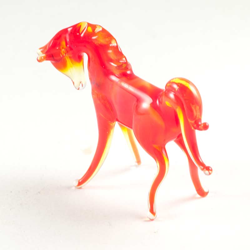Blown Red Horse Figure in Glass Figurines Farm Animals category