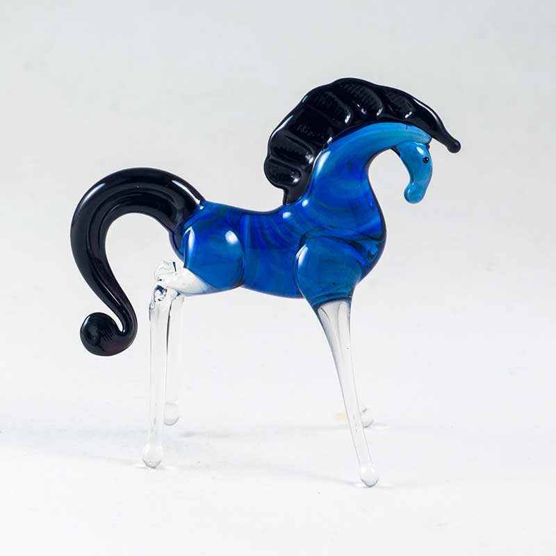 Blue Glass Horse Figure in Glass Figurines Farm Animals category